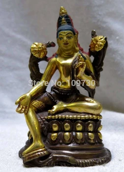 

WBY 001453 Tibet gilt bronze carved fine Green Tara buddha Statue (A 0319 discount 35%)