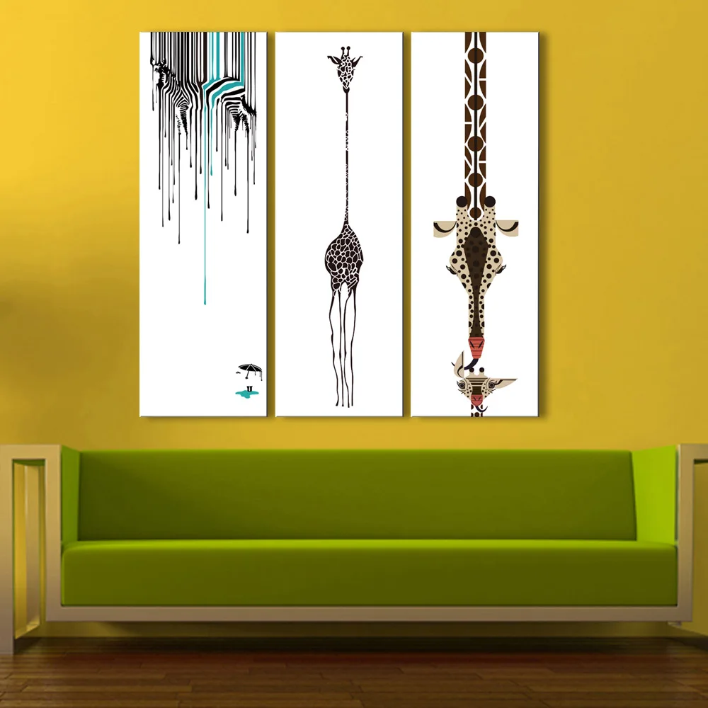 3 pieces high-definition print Giraffe and zebra painting canvas poster and wall art living room picture CJLBM-001 (7)