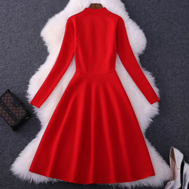 2020 New Runway Designer Long Sleeve Solid Red