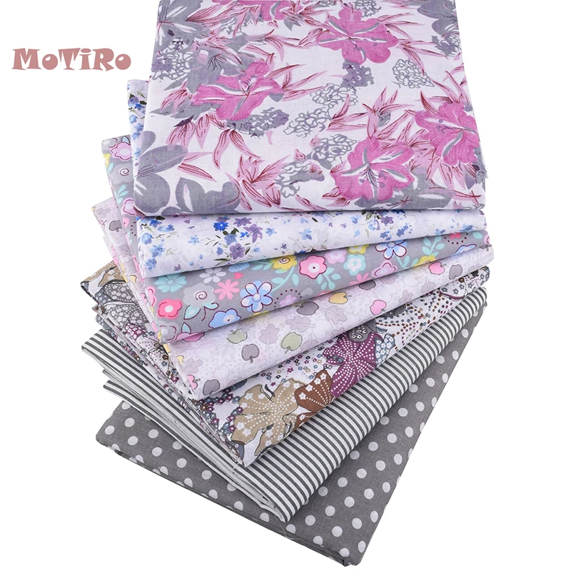 MoTiRo 50*50cm 7Pcs/Lot Thin Cotton Fabric Gray Floral Series For Patchwork Quilting&ampSewing&ampNeedlework Fat Quarters Cloth Bundle | Дом и