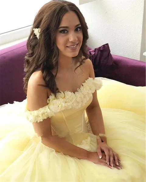 OKOUFEN платья Quinceanera желтого цвета 2021 милые 16 Бальные 3D цветочные для вечевечерние 15