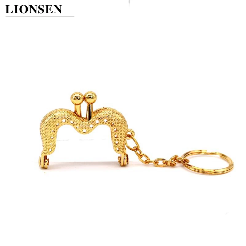 Lionsen 4cm Metal Coin Purse Bag Change Purse Frame with Keychain 5 colors Frame Kiss Clasp Lock DIY Craft wallet accessaries - Цвет: M GOLDEN
