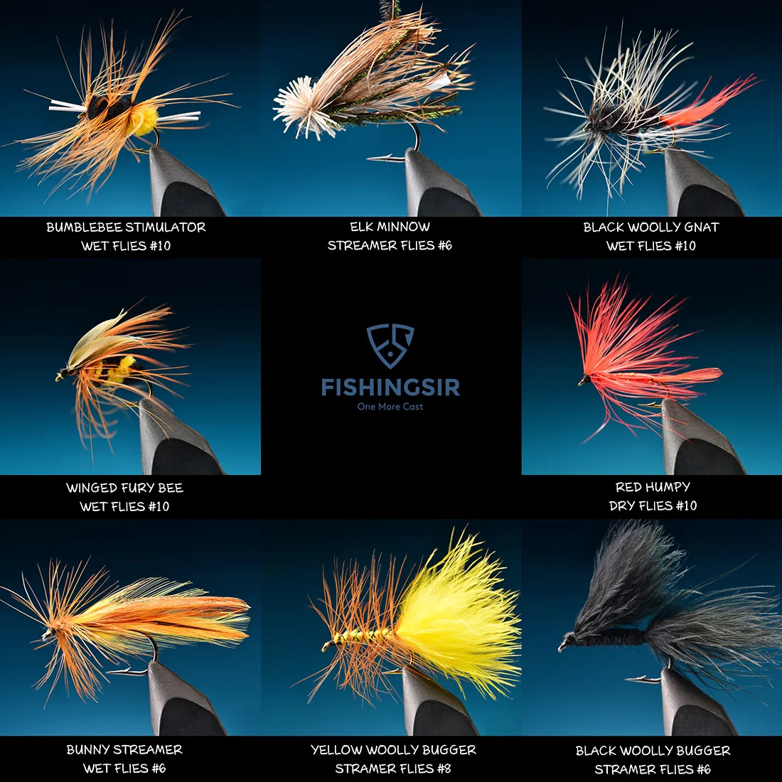 FISHINGSIR 100 piezas moscas piezas de Pesca mosca Artificial cigarra seca/moscas húmedas mosca Pesca cebos para Pike carpa Pesca + Caja impermeable