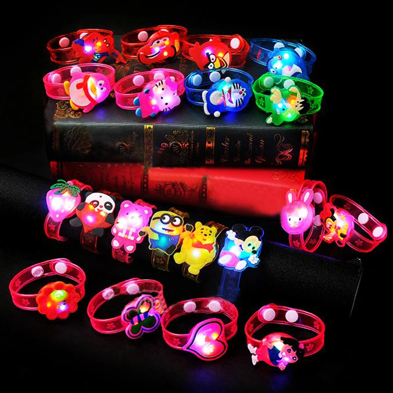 240pcs/lot wholesale cartoon luminous toy bracelet 20.5cm,colorful rgb light up toy for holiday
