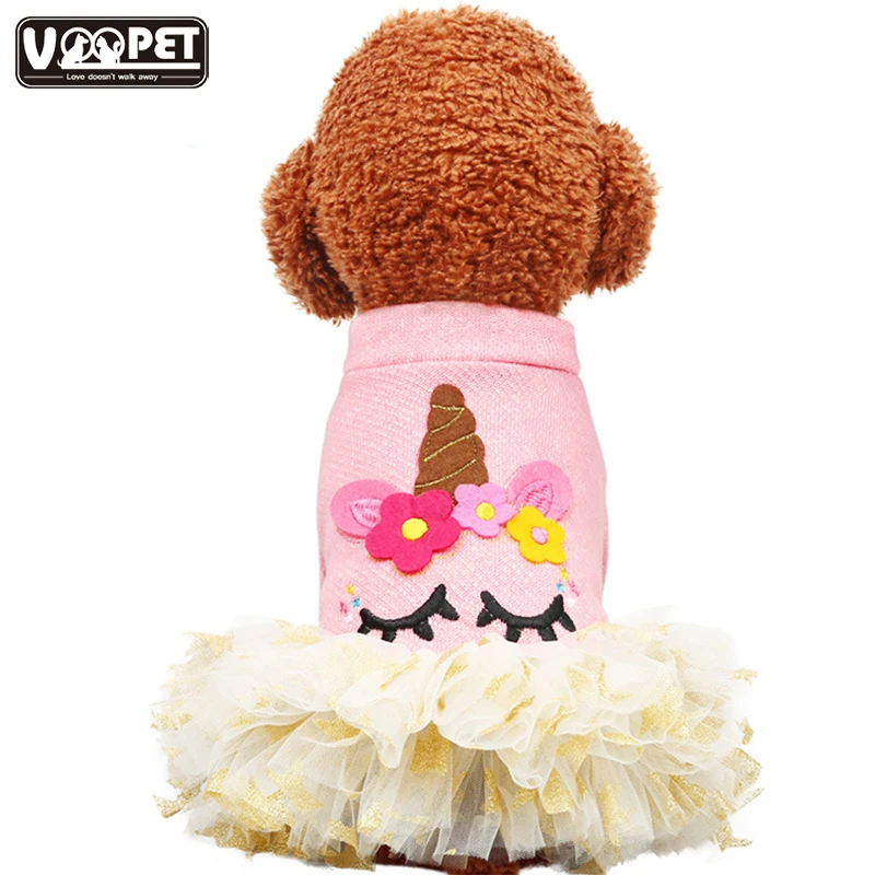 Unicorn Sweater Dress Puppy Teddy Chihuahua Clothing Unicorn Dog Dress Pet Dog Clothes for Small Wedding Pet Yorkie Tulle Dress