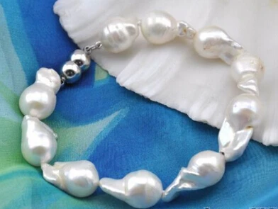 

xiuli 00601 Chic 8" white baroque reborn keshi pearl bracelet