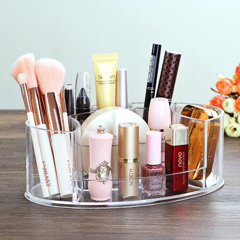 Tabletop Transparent Makeup Organizer Made of Acrylic for Storage of Lipstick Makeup Brush Nail Polish and Cosmetics of Women