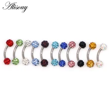 Alisouy 1 шт. диско бровей Пирсинг промышленный Лабрет полоска с основной частью ювелирные изделия из нержавеющей стали спиральные украшения для пирсинга кольцо для губ Изогнутые Штанги