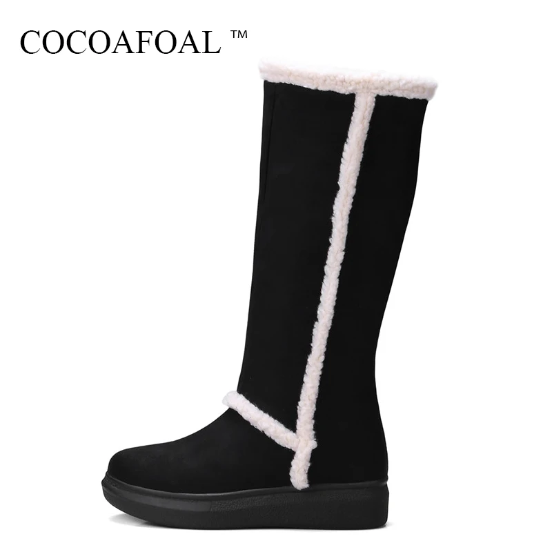 

COCOAFOAL Women's Fashion Black Mid Calf Snow Boots Winter Gray Flat With Snow Boots Platform Plus Size 43 Mid Calf Snow Boots