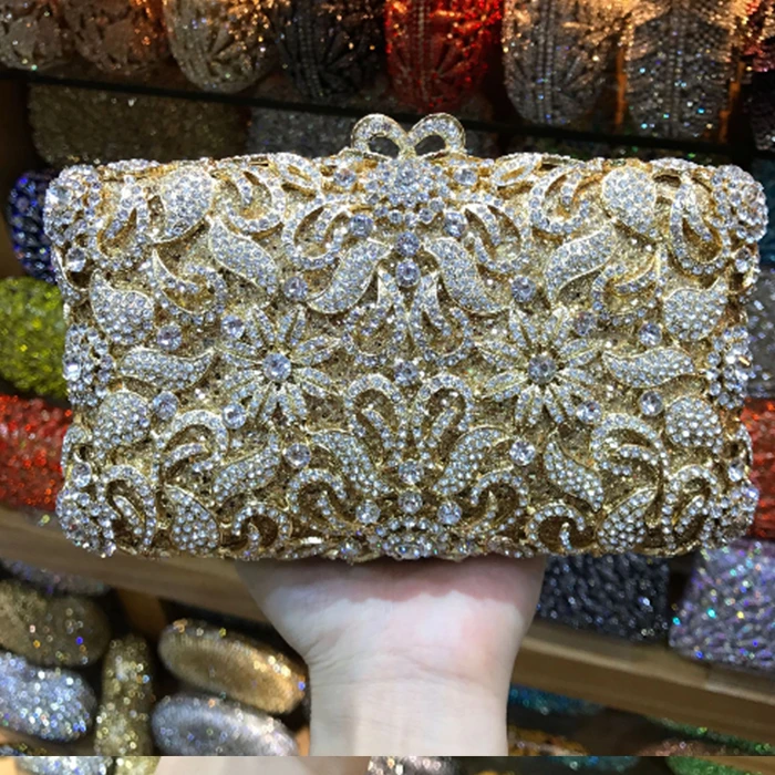 gold rhinestone clutch