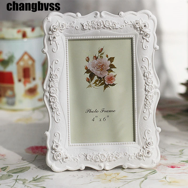 

1Pcs 6'' 7'' 8'' 10'' White Photo Frames for Home decor Desktop Resin Frame Wedding Family Picture Frames moldura marco foto
