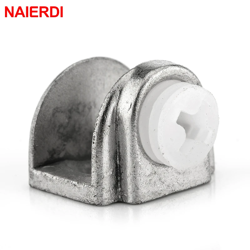 NED Half Round Glass Clamps Zinc Alloy Shelves Support Nickel Finish Corner Bracket Clips For 8mm Thick Furniture Hardware 4PCS glass shelf clamp holder,shelf support brackets