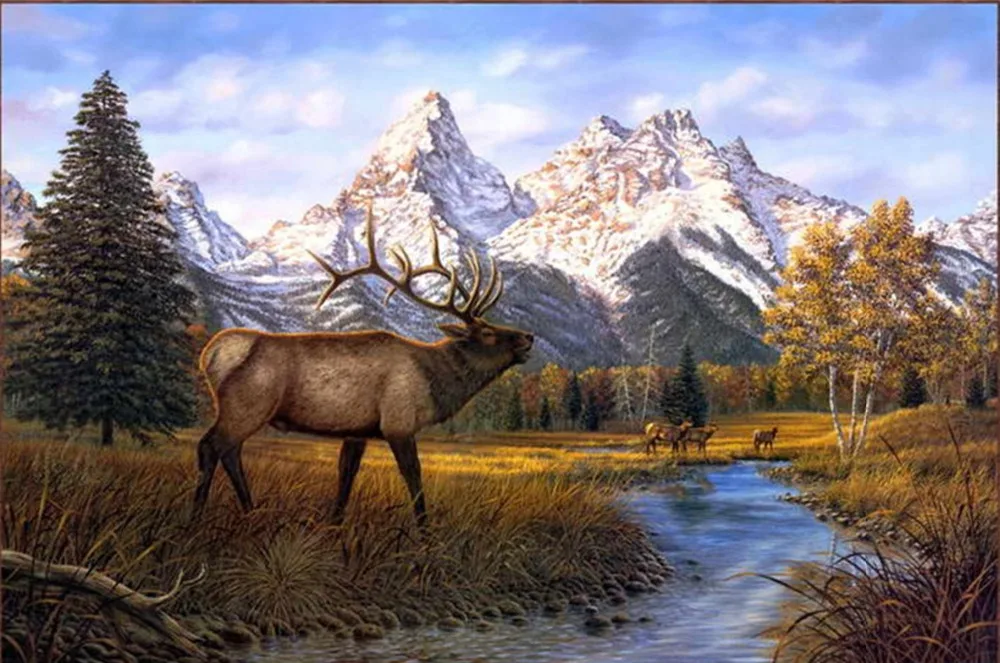 Home Decor Art Oil Painting Printed Animal Deer Snow ... Home Decor Art Oil Painting Printed Animal Deer Snow ...