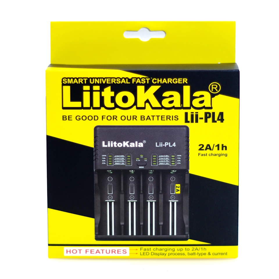 

2018 LiitoKala Lii-PL4 18650 21700 26650 18350 AA AAA Fast mart Charger For Li-ion 4.2V/4.35V Li-Fe 3.6V and Ni-MH 1.2V Charger