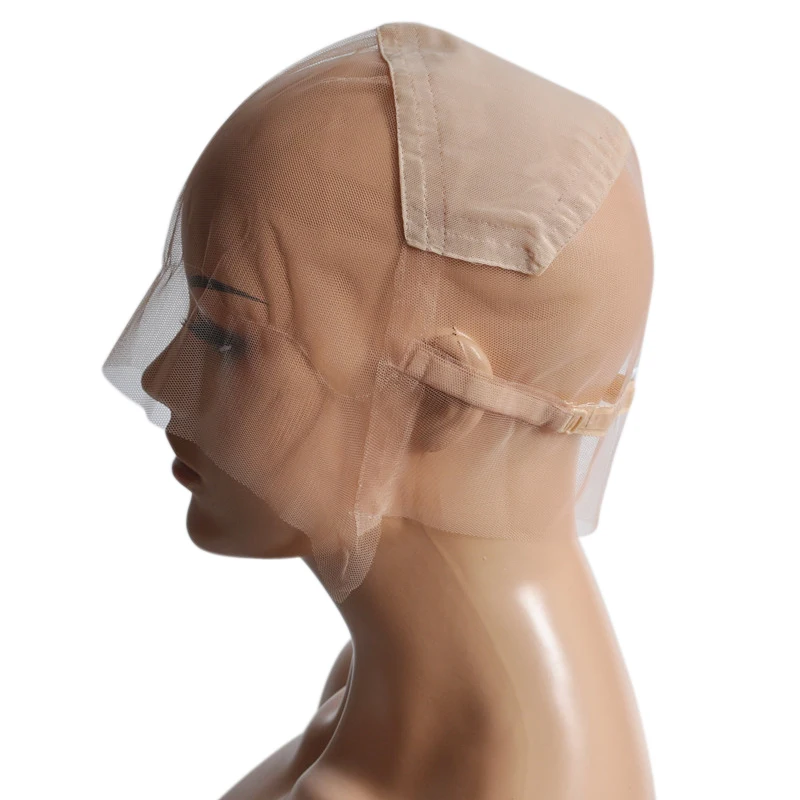S/M/L Brown/Beige Full Lace Wig Cap For Making Wig Strong Swiss Lace Cap With Guide Line Sewn in For The Hairline Spun Fish Net
