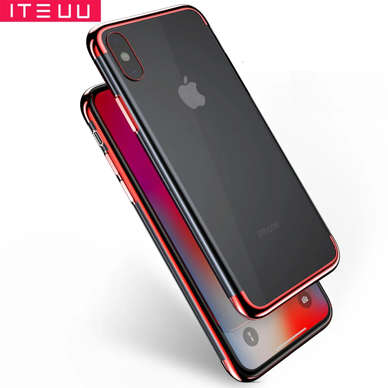 

ITEUU TPU Clear Electroplating Phone Case for iPhone X Xs Max for iPhone XR Cases Soft Transparent Back Cover Shell Luxury