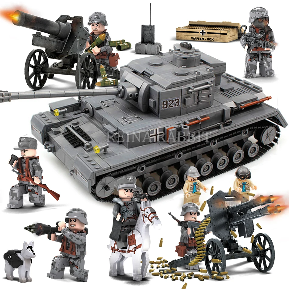 

1193PCS Military World War 2 PZKPFW-IV 923 Battle Tank Model Soldier Building Blocks Sets Compatible Legoingly Army ww2 Vehicle