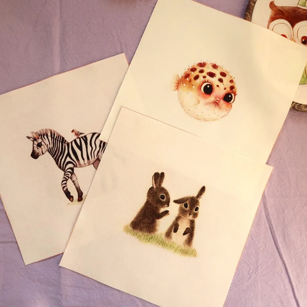 

ZENGIA Cotton Linen Canvas Fabric Zebra Dog Hedgehog Series Patchwork Cloth For DIY Decoration Frame Painting Cat Bird