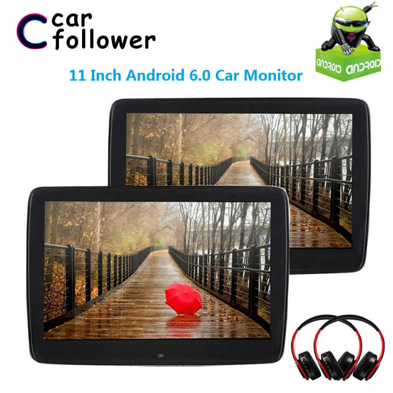 

2PCS 11 Inch Car Monitor Android 6.0 Auto DVD Player 1080P IPS Touch Screen MP5 WIFI/USB/SD/Bluetooth/FM Transmitter/Speaker