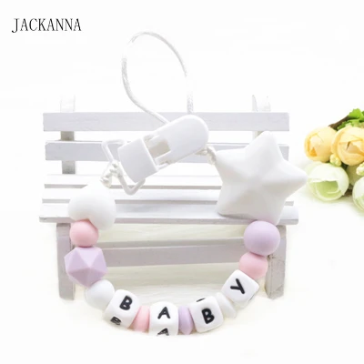 Customized Name Baby Pacifier Chain DIY Soother Chain BPA Free Newborn Attache Sucette Silicone Baby Pacifier Clips Holder Chain - Цвет: 10