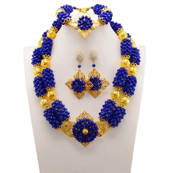 

Blue Crystal Beads Jewelry Set African Costume Jewelry Set Big Full Beads Set Nigerian Wedding Jewelry Free Shipping