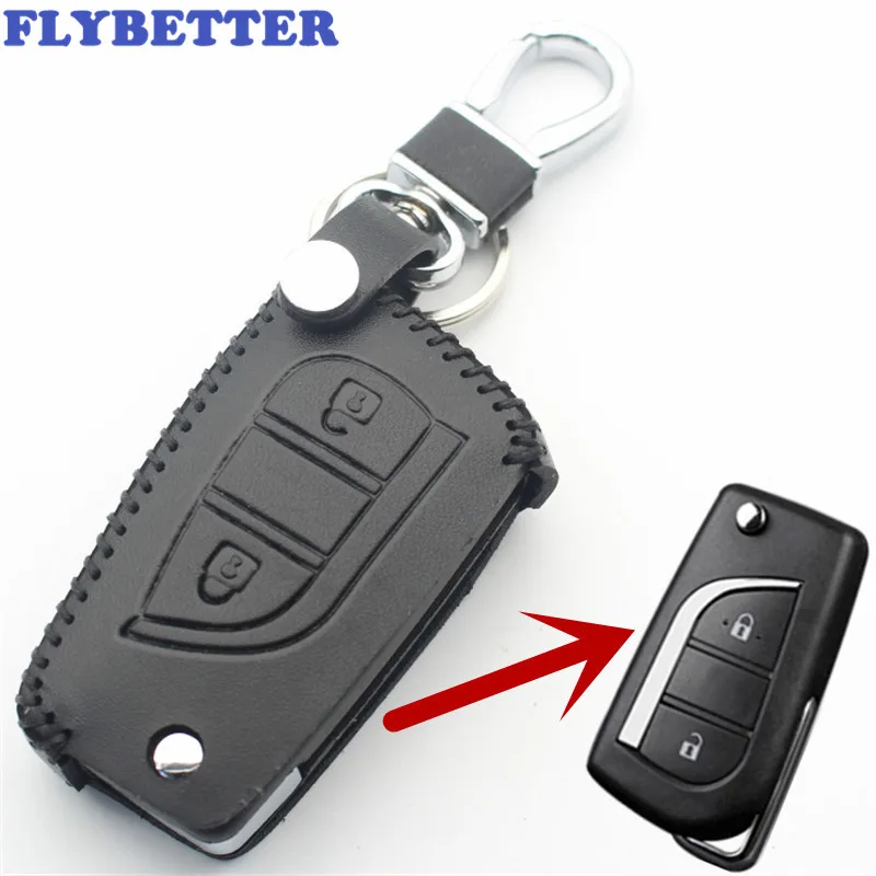 FLYBETTER чехол из натуральной кожи с 2 кнопками для Toyota Levin/Corolla/Rav4/Vios/Camry/Highlander