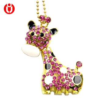 

Jewelry crystal animal Giraffe USB Flash Drives thumb pen drives memory stick gift 8gb 16gb 32GB, Send necklace, Free shipping!