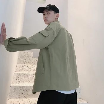 

Spring New Dress Shirt Men's Fashion Solid Color Cotton Casual Shirt Man Streetwear Wild Loose Long-sleeved Shirt M-5XL