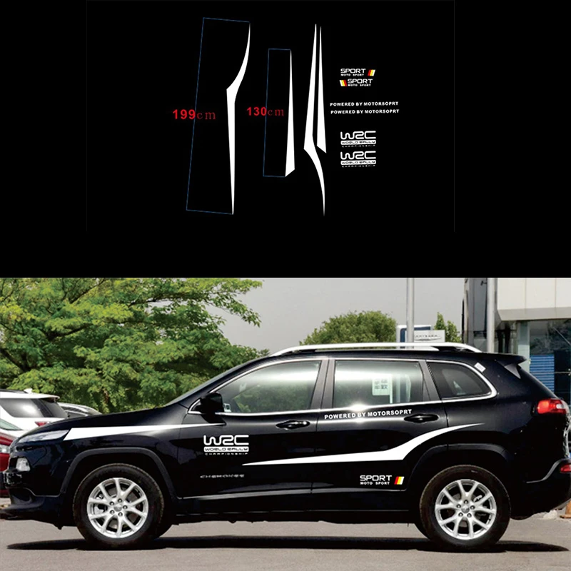 

WRC World SUV Sports Racing Car Stickers Black or White Optional Waterproof Side Stripe Decals Stickers