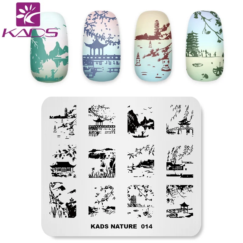 KADS пластины для штамповки ногтей 23 дизайна для дизайна ногтей штамп изображения Шаблон пластины DIY маникюр чистая глубокая гравировка ногтей плесень - Цвет: Nature 014