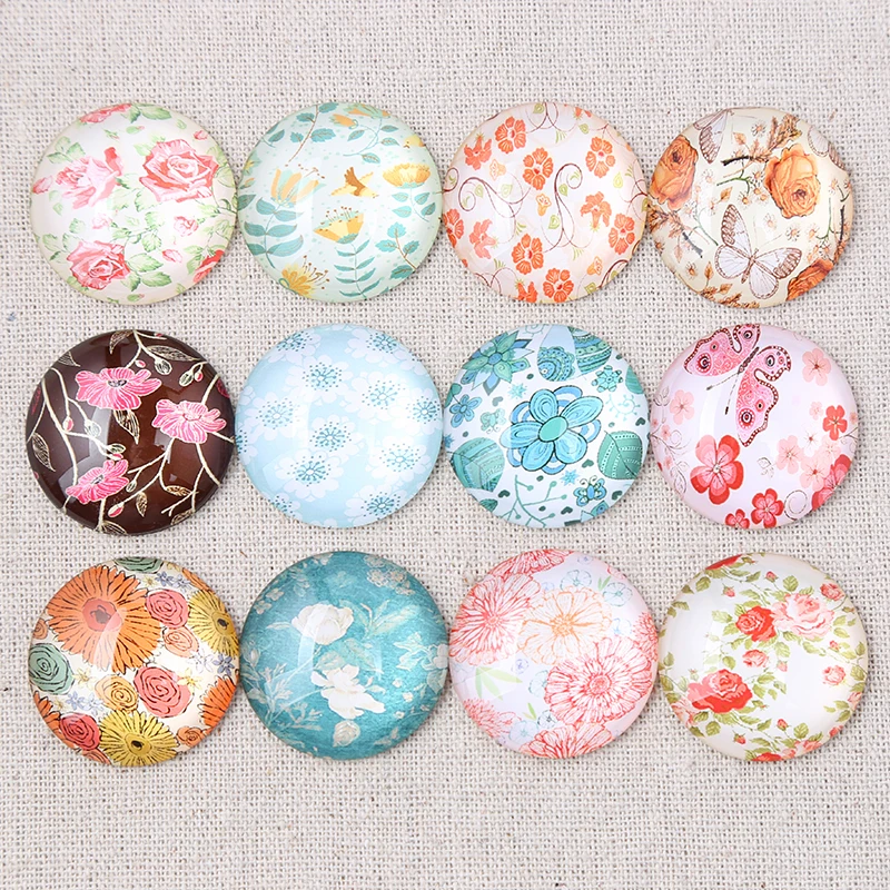 Onwear mix flor padrão foto rodada cúpula de vidro cabochão 25 30 20 12 16mm mm mm mm mm diy apartamento de volta resultados da jóia handmade