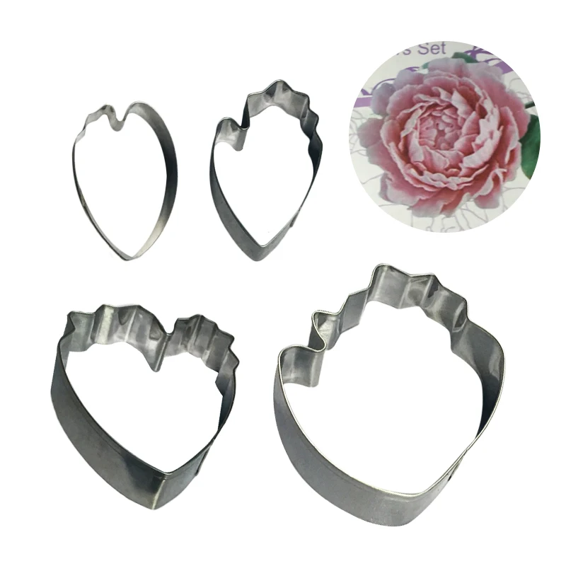

4pcs/set Rose Petal Cutter Herbaceous Peony Cutter Fondant Cake Decorating Sugarcraft Gumpaste Flower Tools