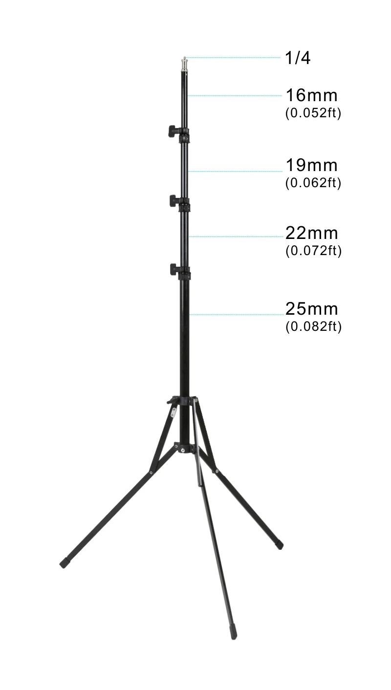 Falcon Eyes Rücklichtlampe Stativ 1.9M Höhe Leichte Kamera Video Light Stand 4 Abschnitt Tragbar Einstellbar Für DSLR LMC-1900 ightpro Hochleistungsmetall 2m Light Stand Max Load 5kg Stativ für Photo Studio Softbox