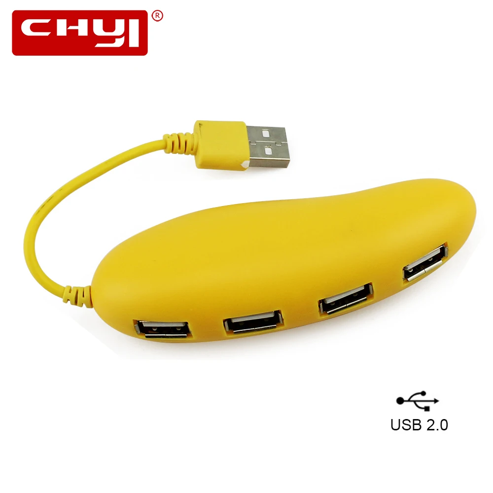 CHYI Creative Mango 4 Ports USB 2.0 Hub Portable Funny Yellow Fruit