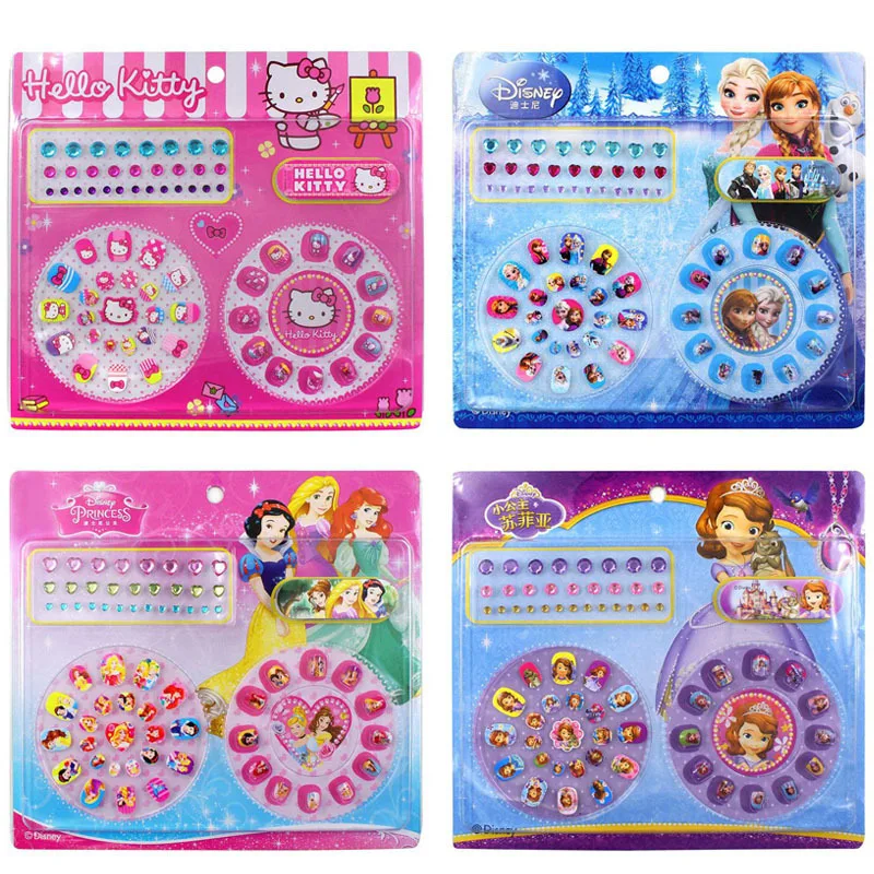 Disney Genuine Child Makeup Toy Nail Sticker Toy Diamond Mini Nail Sticker Frozen Sophia Manicure Paste