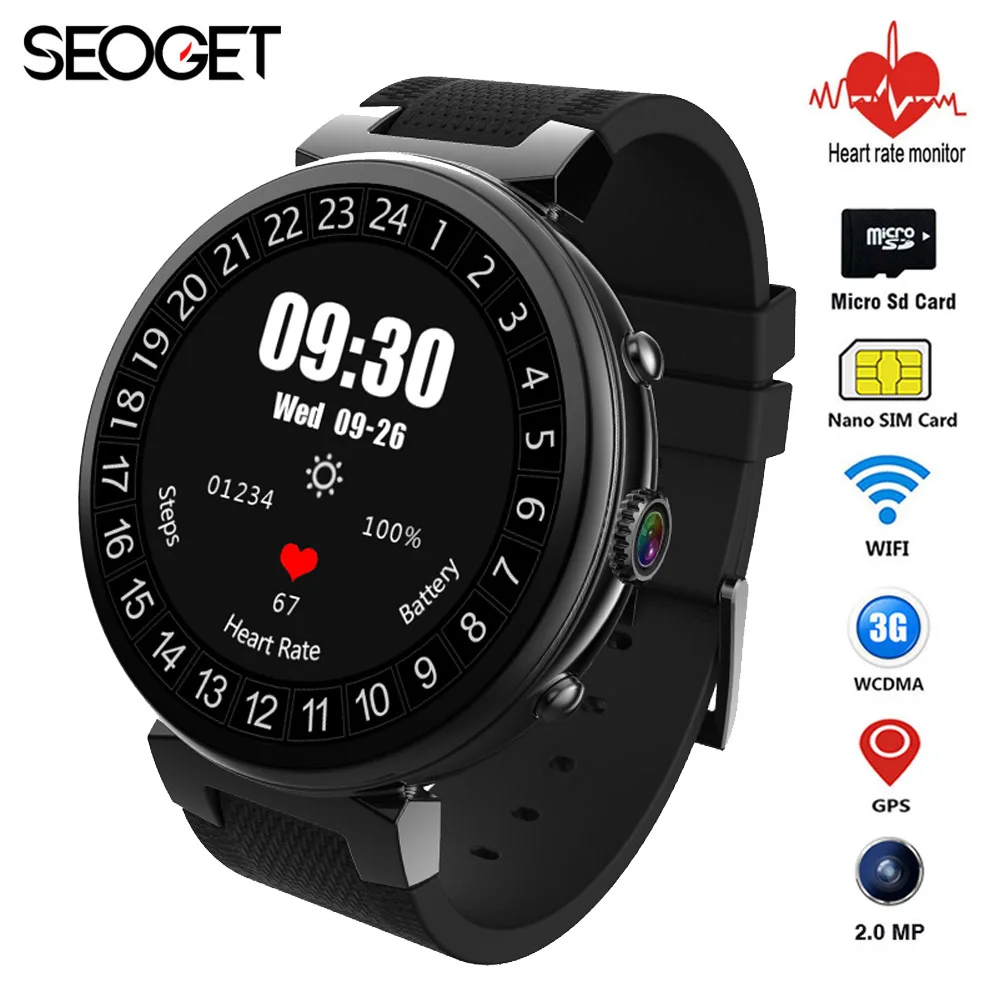 

Smart watch Android 5.1 MTK6580 2G/16GB 2MP Camera Heart Rate Monitor smartwatch Wifi 3G SIM card GPS Smart watch phone for men