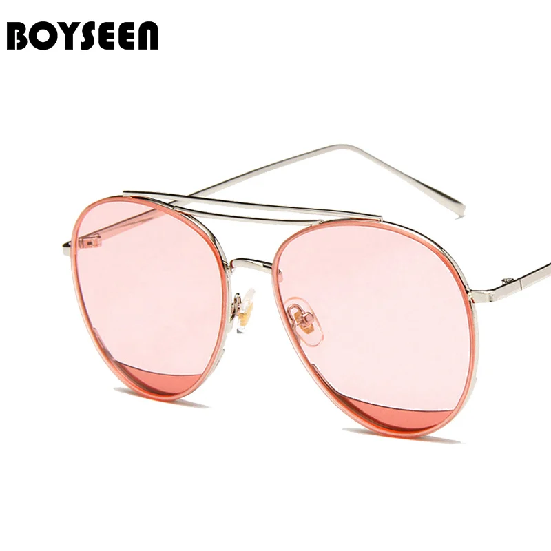 

BOYSEEN 2017 new pink lens Drops of water glasses women men's night vision goggles car driver sunglasses pilots sunglasses 8555