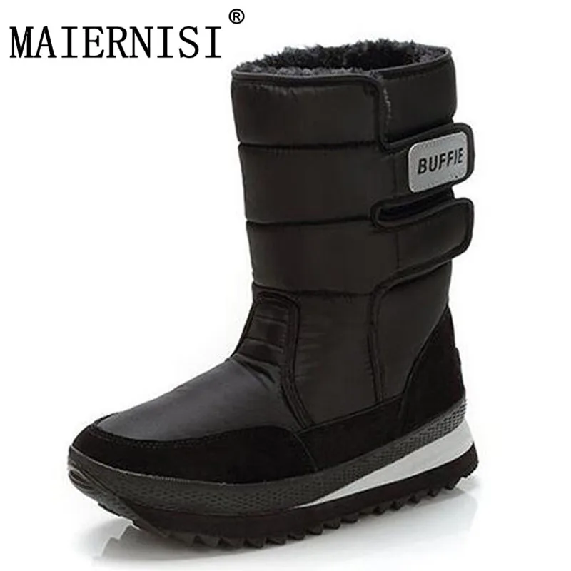 

Men Boots Black Mid-calf Winter Snow Boots High Quality Waterproof non-slip warm winter Shoes plus Size 36 - 47