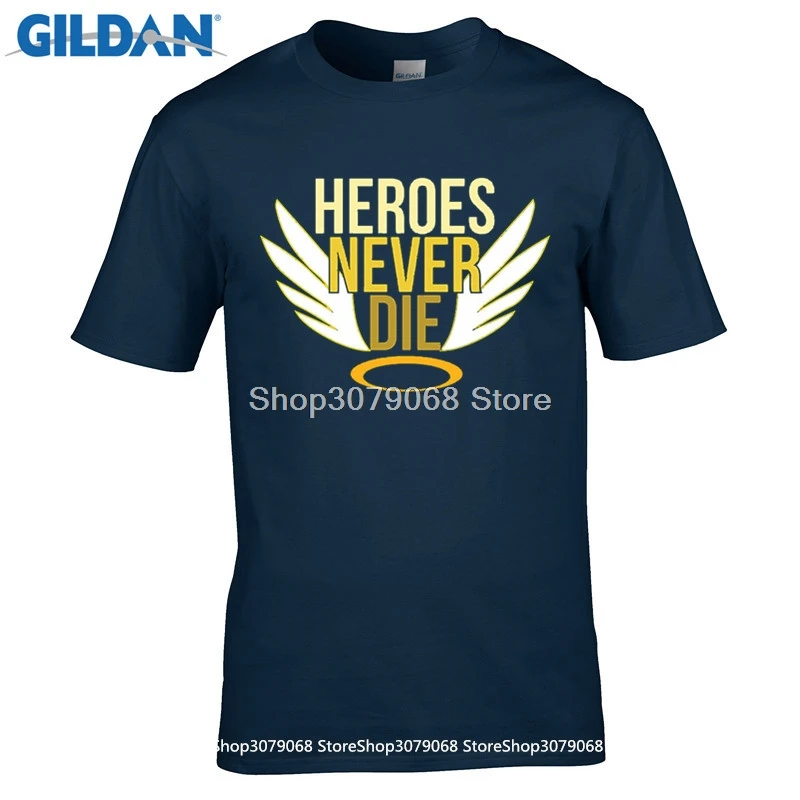 GILDAN t shirt design pattern Heroes Never Die Mercy Inspired Video Game T-shirt GILDAN t shirt design pattern Heroes Never Die Mercy Inspired Video Game T-shirt