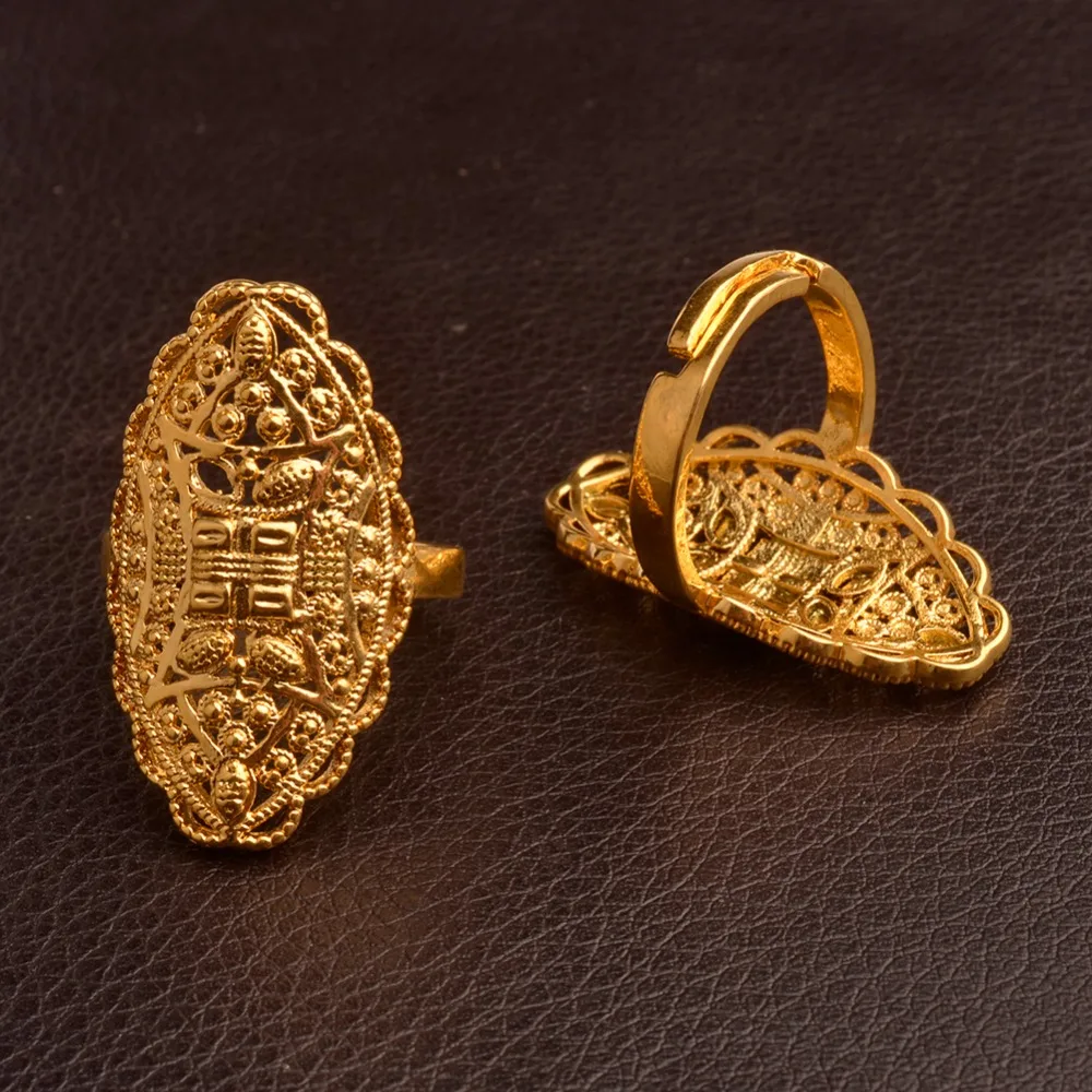 Anniyo цвета золота арабских кольцо с изменяемым размером для Для женщин/подросткового возраста, Дубай, свадебный ювелирный Африканский Эфиопский/Ближний Восток подарок#093706