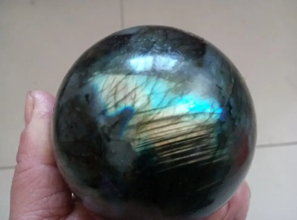 2.8"(73 мм) натуральный Лабрадорит великолепный блеск/своих СФЕРА BALL ИСЦЕЛЕНИЕ 557.8 г