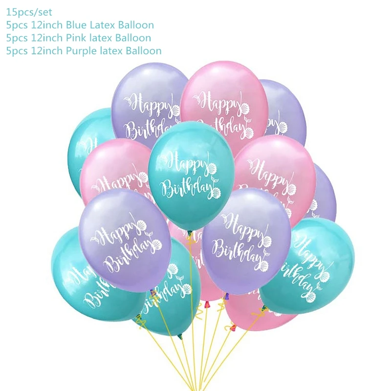 Русалочка, принадлежности для тематической вечеринки, с днем рождения, плакат с русалкой, синий, Русалочка, воздушный шар, для свадебной вечеринки, декор для детского душа - Цвет: s13
