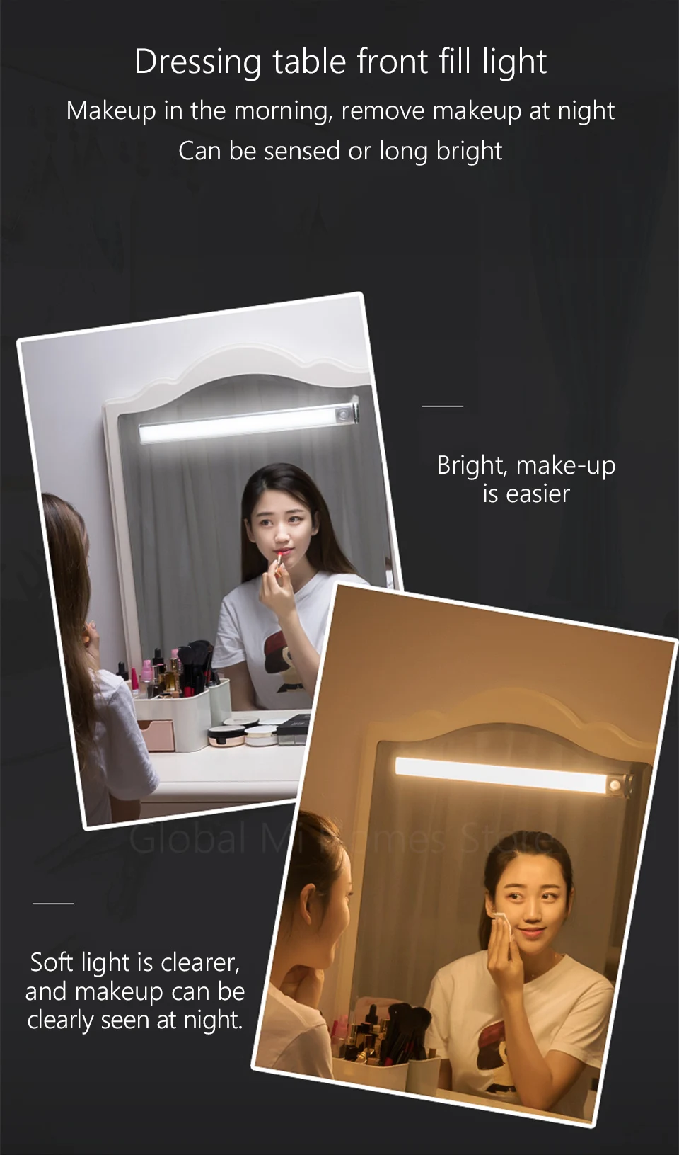 Xiaomi Youpin Wanhuo LED mirror headlamp induction toilet non-punching night lamp charging bedside bedside household bedside 3