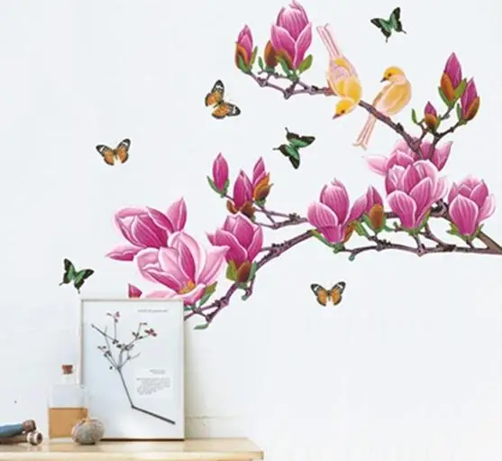 Бесплатная доставка съемный цветок домашний декор наклейки на стену Chaste magnolia