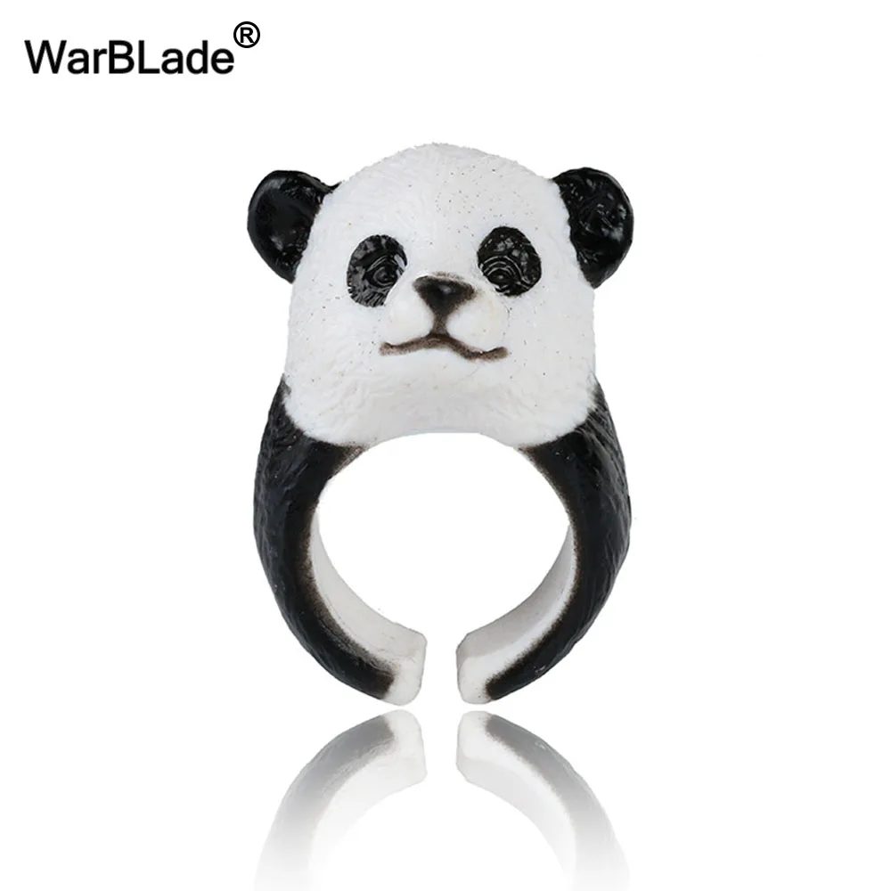 

WarBLade New Lovely Panda Rings Cute Cat Dog Rabbit Tiger 3D Animal Finger Rings For Women Cartoon Adjusted Cuff Ring Jewelry