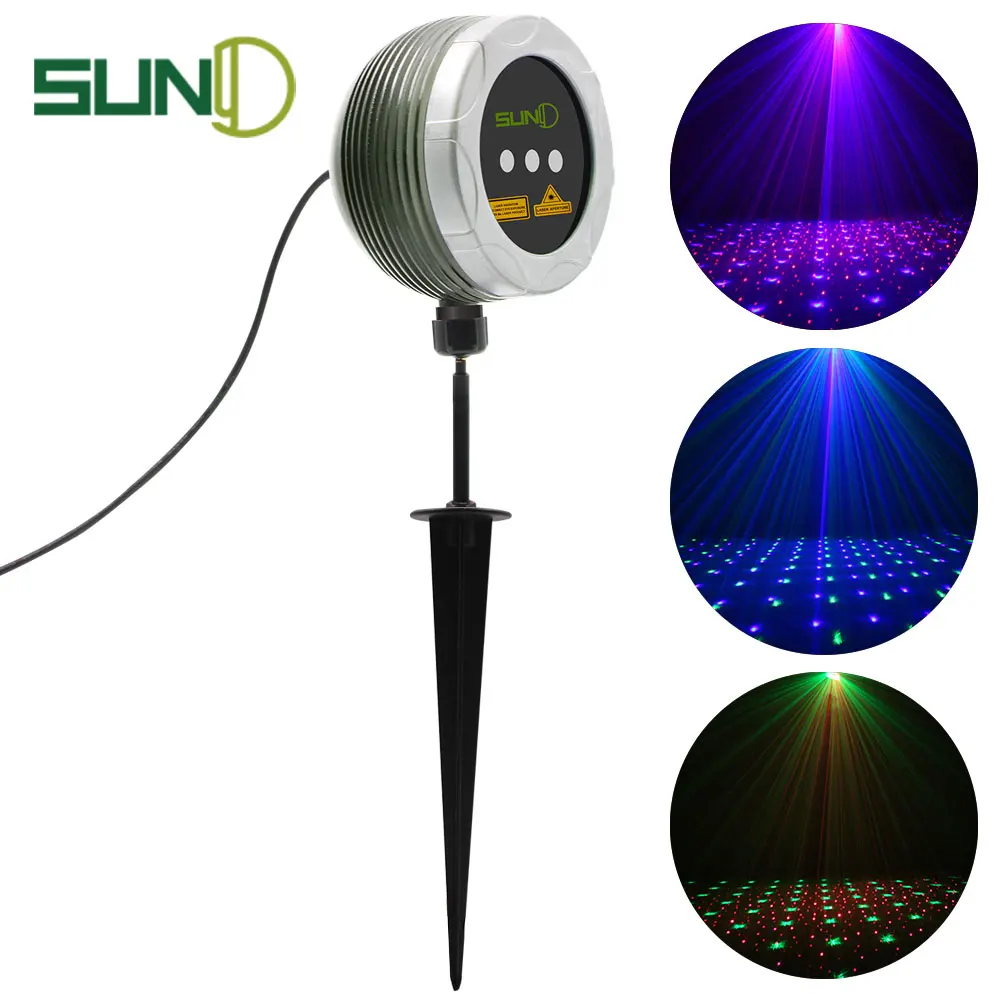 

SUNY New RGB Outdoor Laser Light 3 Apertures Full Color Motion & Static Star Dots Meteor Projector for Garden Yard OBG-H100RGB