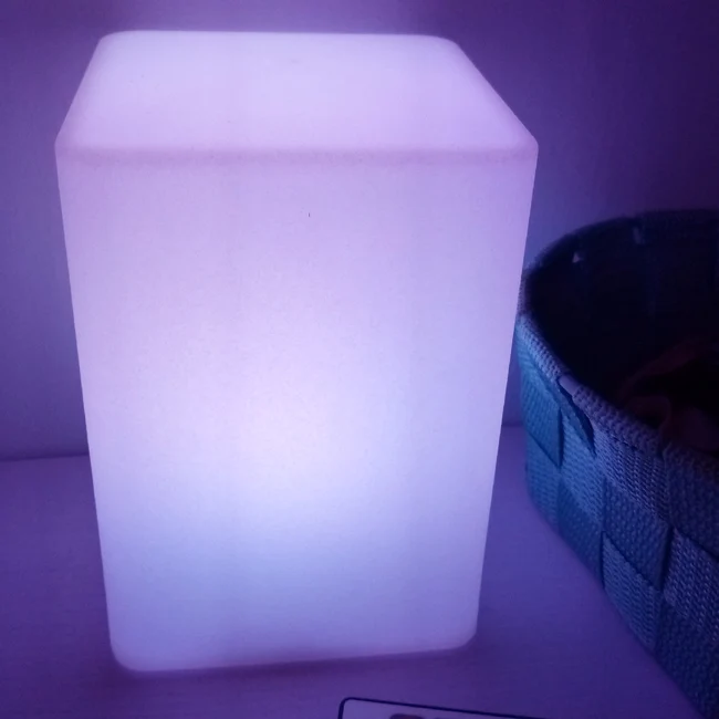 W10 * L10 * H15cm светодиодный квадратный куб Водонепроницаемый Перезаряжаемые лампа ночник с 24keys дистанционного Управление для Спальня 20 шт./лот