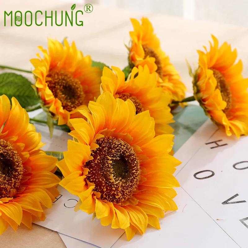 Artificial Sunflowers 47cm Lifelike Plastic Sun Flowers Home