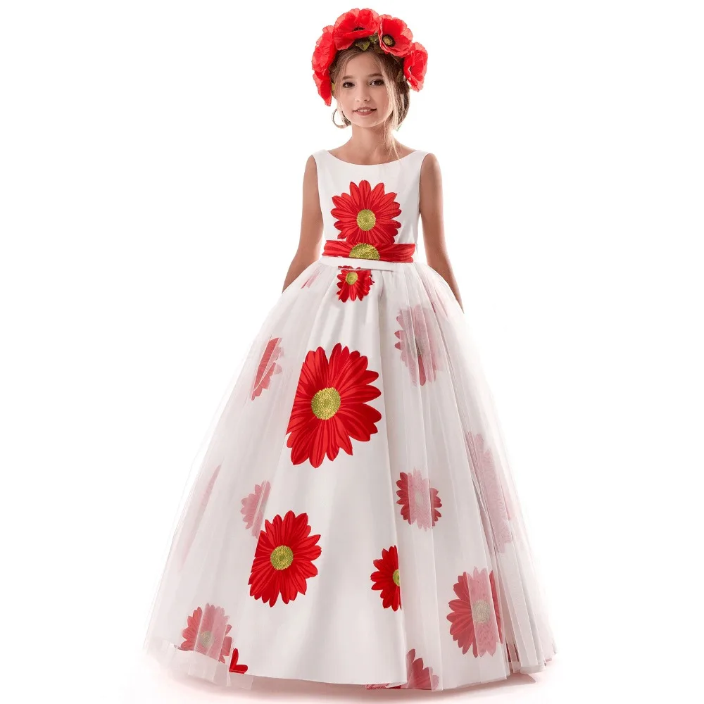 Детские платья для девочек; одежда с цветочным узором для девочек на свадьбу; Пышное элегантное платье принцессы с вышивкой для девочек; платье для дня рождения, выпускного бала; Vestidos