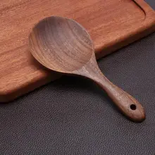 Деревянная ложка, натуральная деревянная сковорода с антипригарным покрытием, кухонная ложка для риса, аксессуары для кухонной посуды